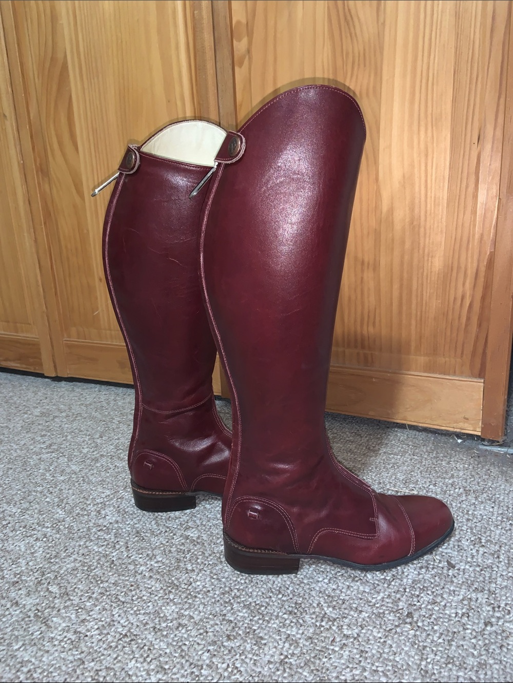 Calfskin Leather Riding Boots 7.5 US CASA De las Botas Burgundy cordovan